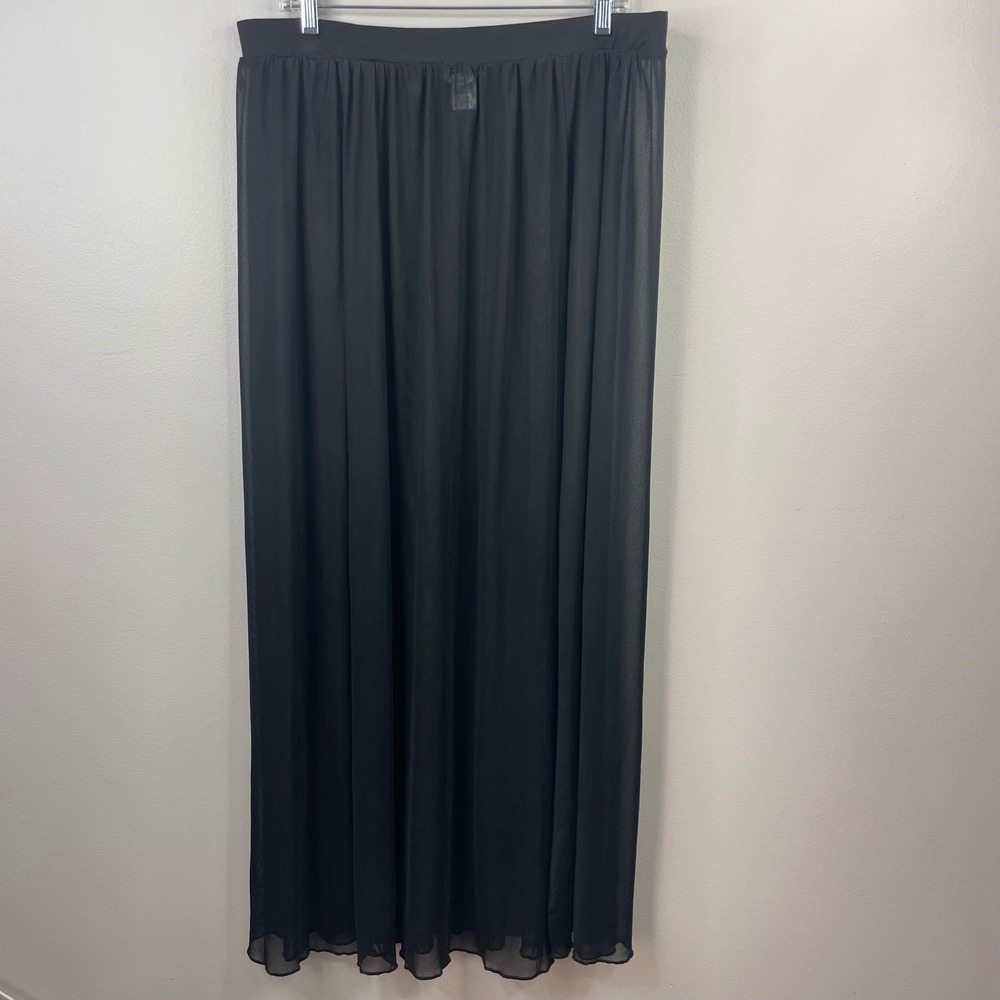 iHeartRaves Black Sheer Mesh Maxi Skirt High Slit Rave Festival Wear 2XL DS5099 - Picture 3 of 8